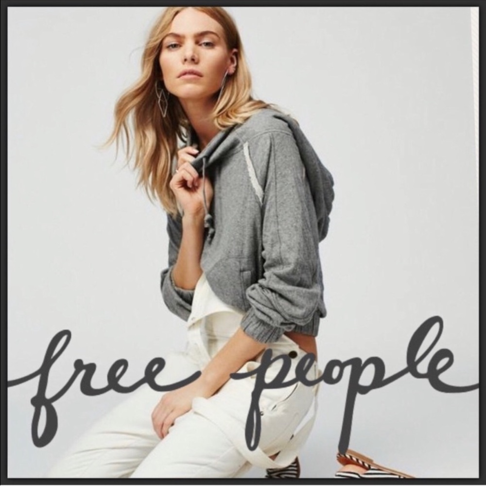 Free People Gray Cropped Hoodie